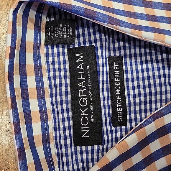 Nick Graham Modern Fit Stretch Dress shirt - Men's Brand New - Size 14.5/32-33 - Picture 2 of 6